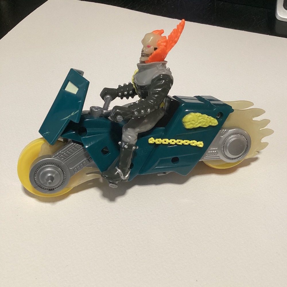 Vintage 1995 Marvel Toy Biz Ghost Rider Action Figure Motorcycle Flame Wheels